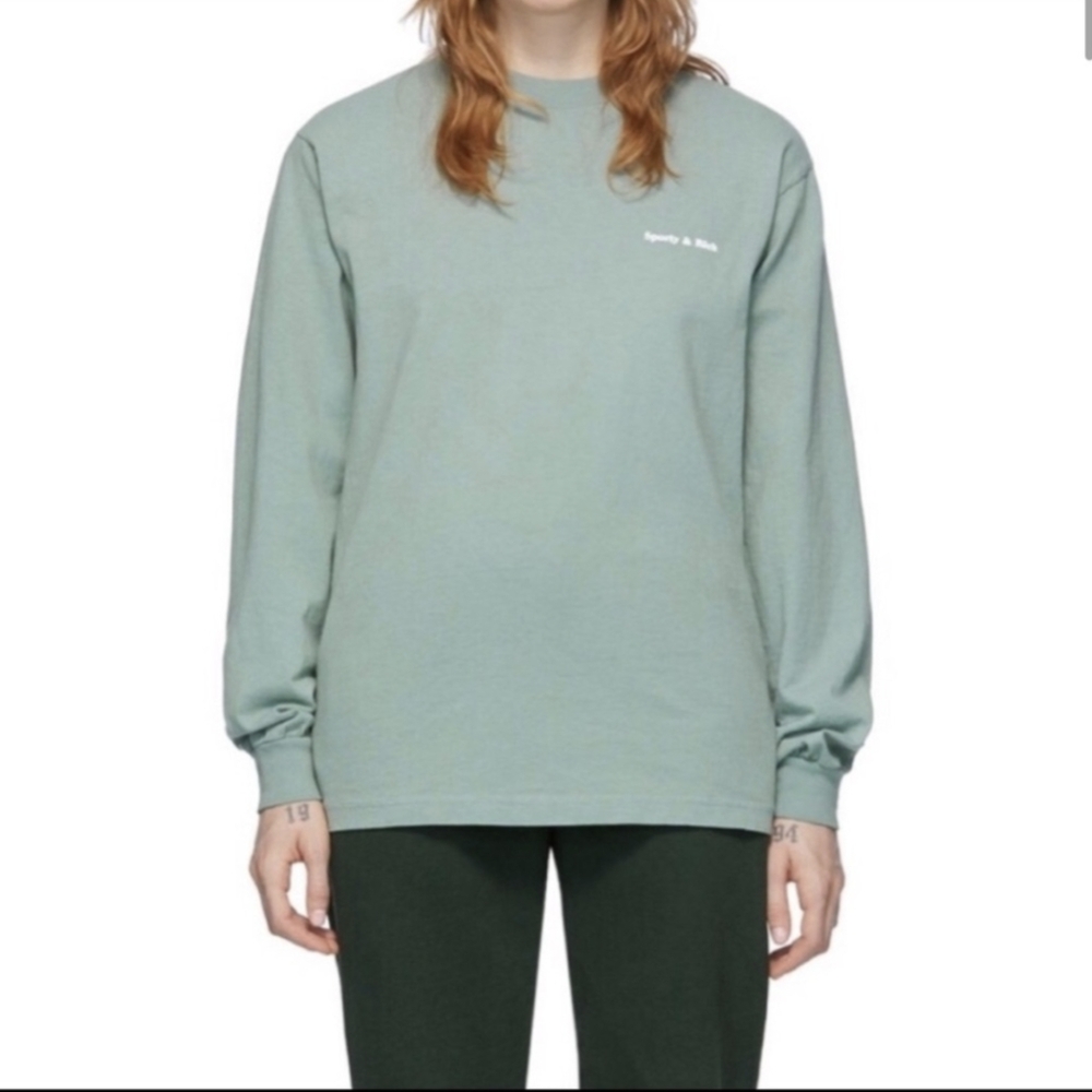 Sporty And Rich Womens Longsleeve Tee Shirt Size M Seafoam Green Blue